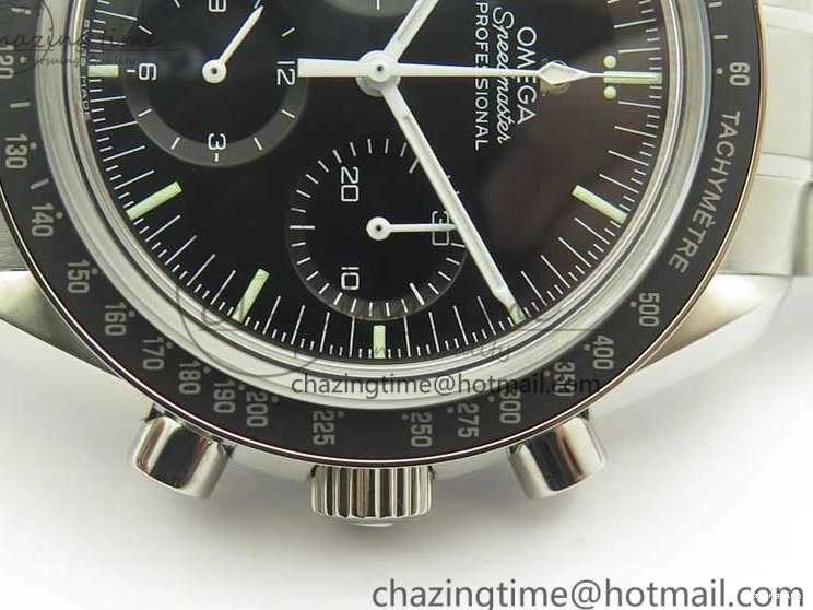 0114 Durable Speedmaster Professional SS OMF Best Edition Black Dial on SS Bracelet Manual Winding Chrono Movement 7995